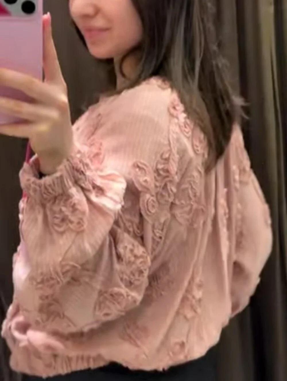 ZARA OVERSIZED TEXTURED FLORAL JACKET